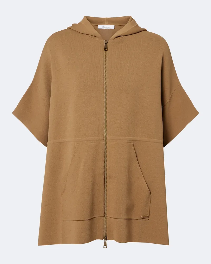 Max Mara Poncho in maglia con cappuccio Verde