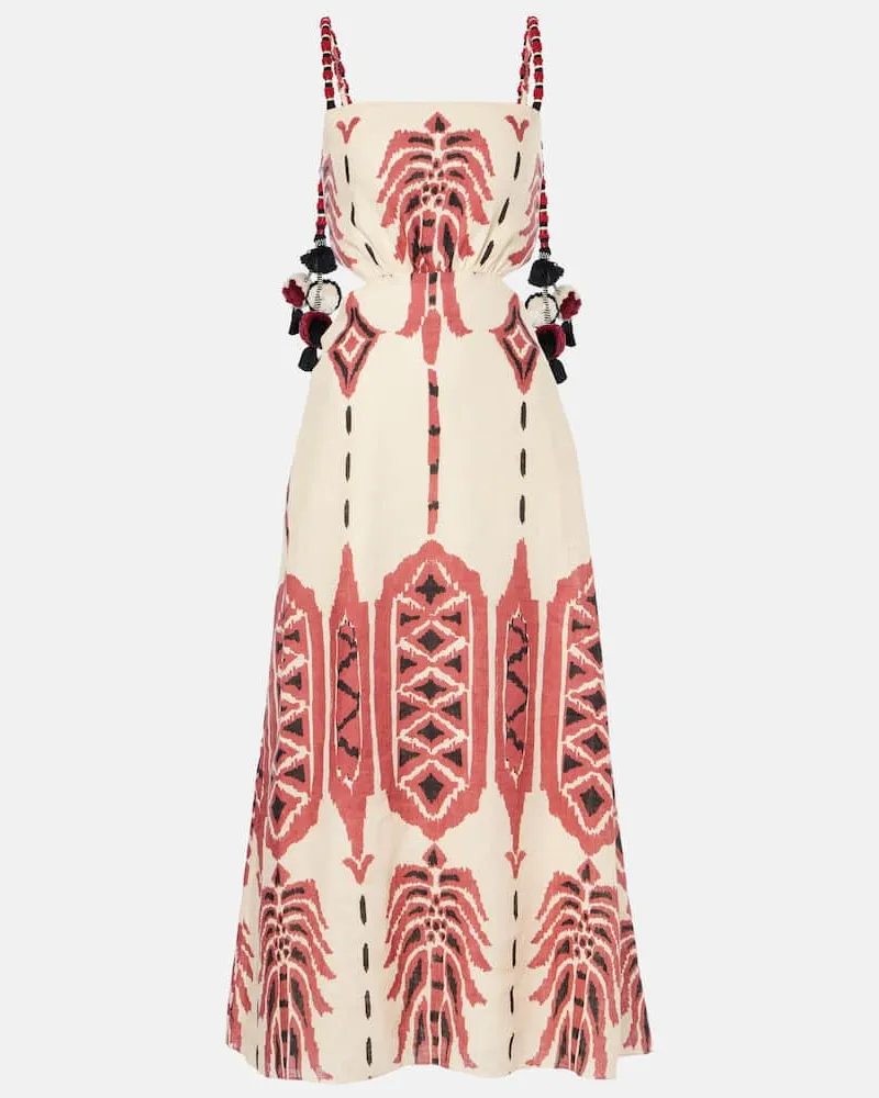 Johanna Ortiz Abito midi in lino con stampa Multicolore