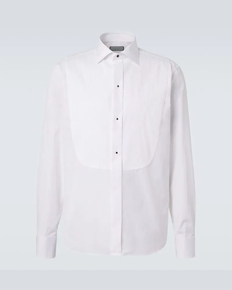 Canali Camicia smoking in cotone Bianco