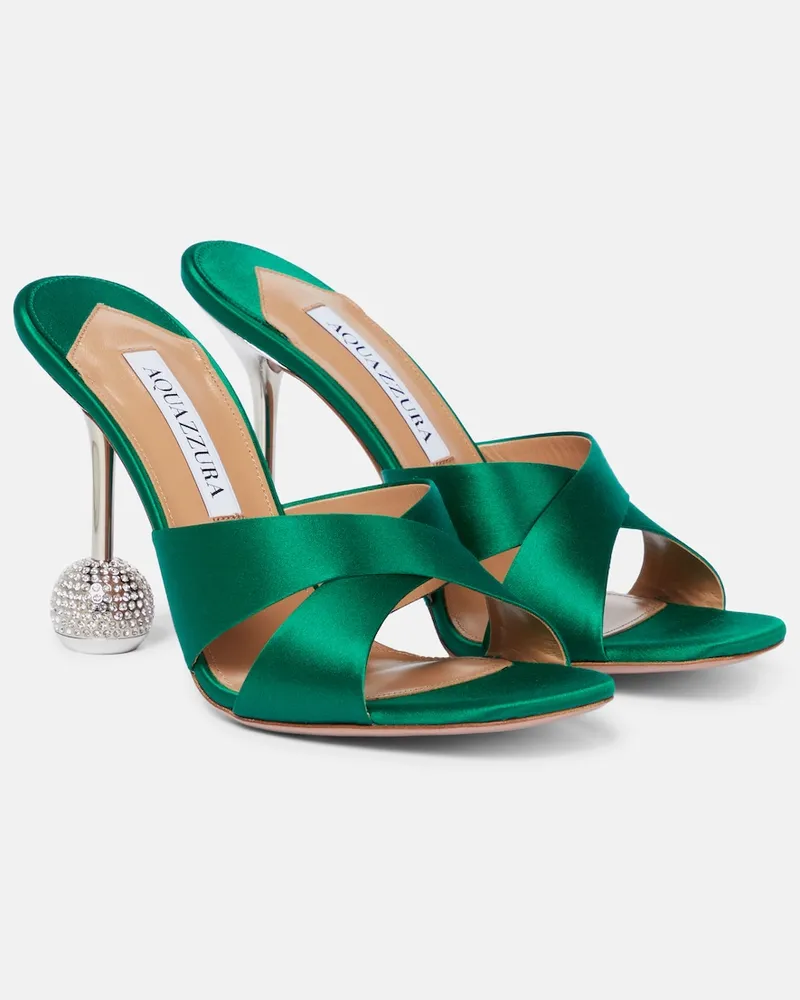 Aquazzura Sandali Yes Darling 95 in raso Verde