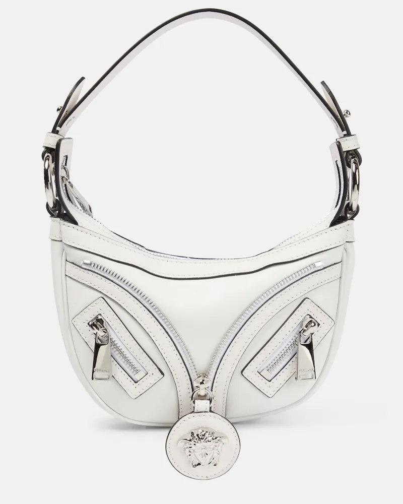 Versace Borsa a spalla Repeat Mini in pelle Bianco