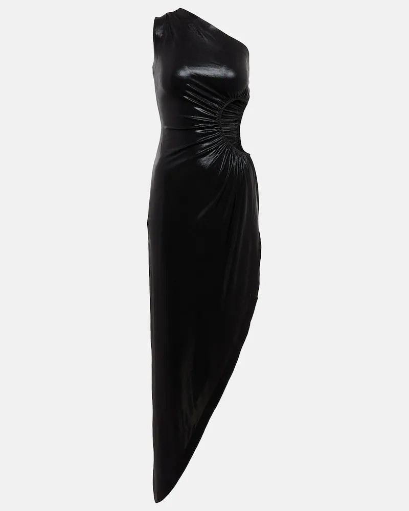 Norma Kamali Abito lungo Sunburst monospalla in lamÃ Nero