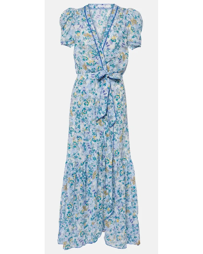 Poupette St Barth Abito midi Baba in cotone con stampa Blu