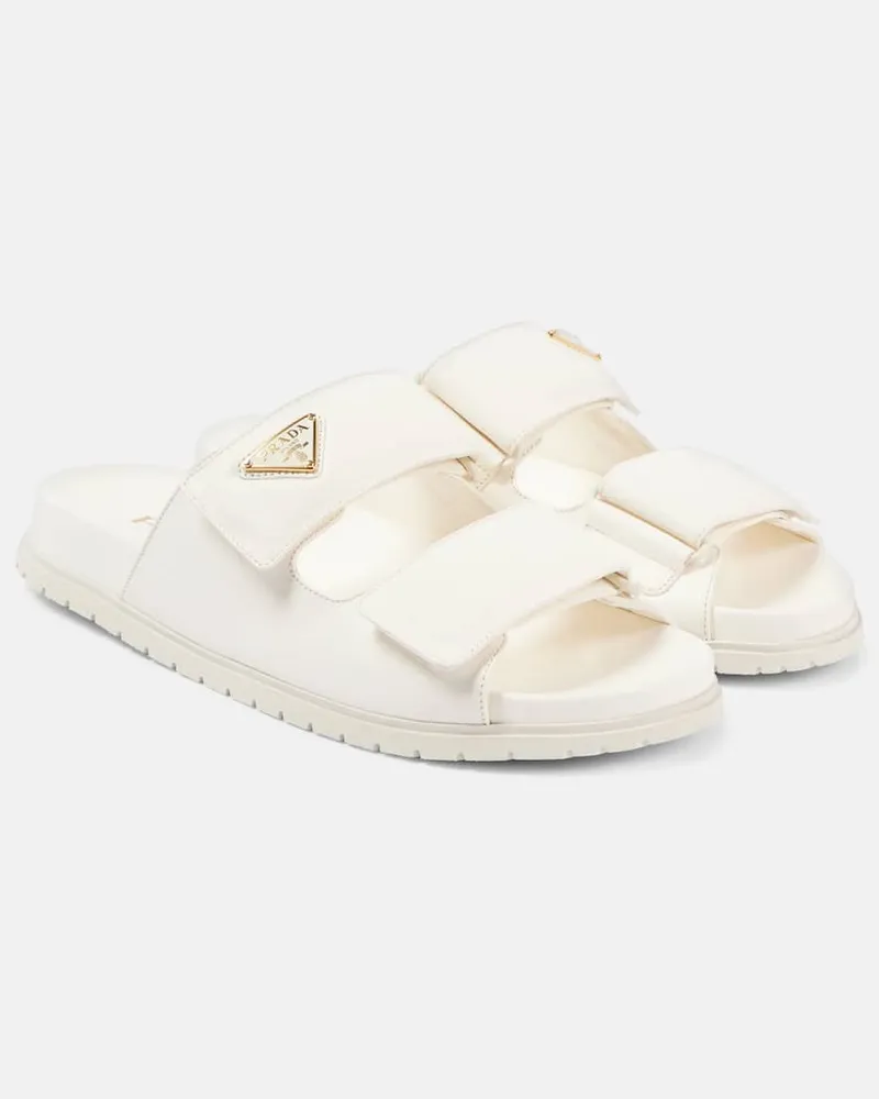 Prada Sandali in pelle con logo Bianco
