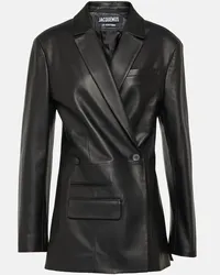 Jacquemus Blazer Tibau in pelle Nero