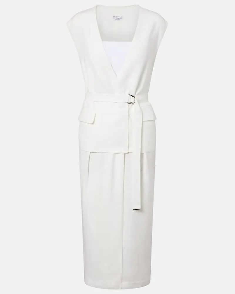 Brunello Cucinelli Abito midi con cintura Bianco
