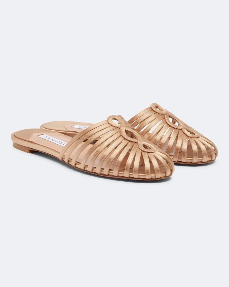 Aquazzura Mules Sweet Surrender in raso Oro