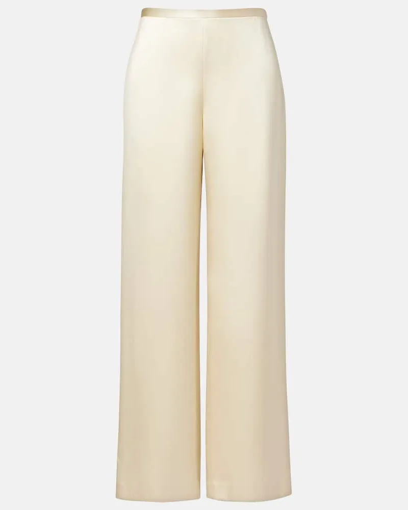 The Row Pantaloni regular in raso di seta Bianco