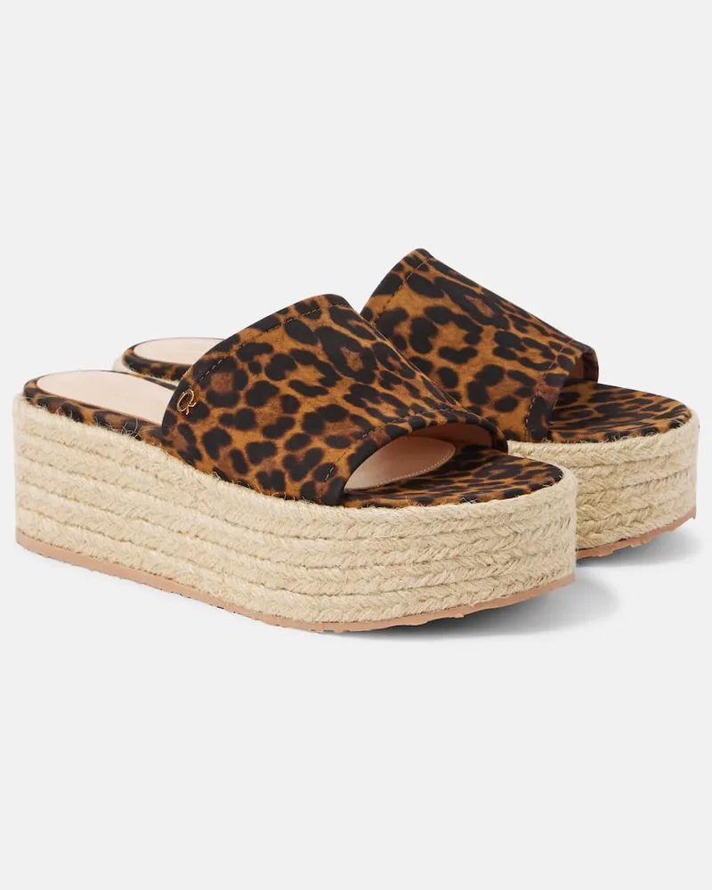Gianvito Rossi Sandali espadrillas in suede con platform Neutro