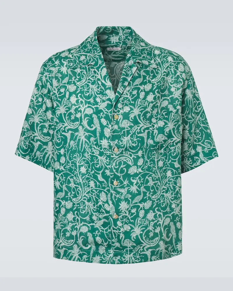 Kiton Camicia in lino Verde