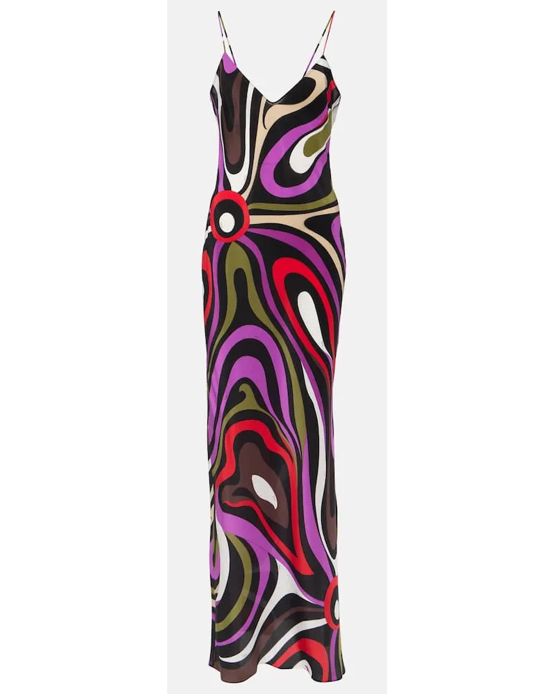 Emilio Pucci Abito lungo Marmo in crÃªpe de chine di seta Multicolore