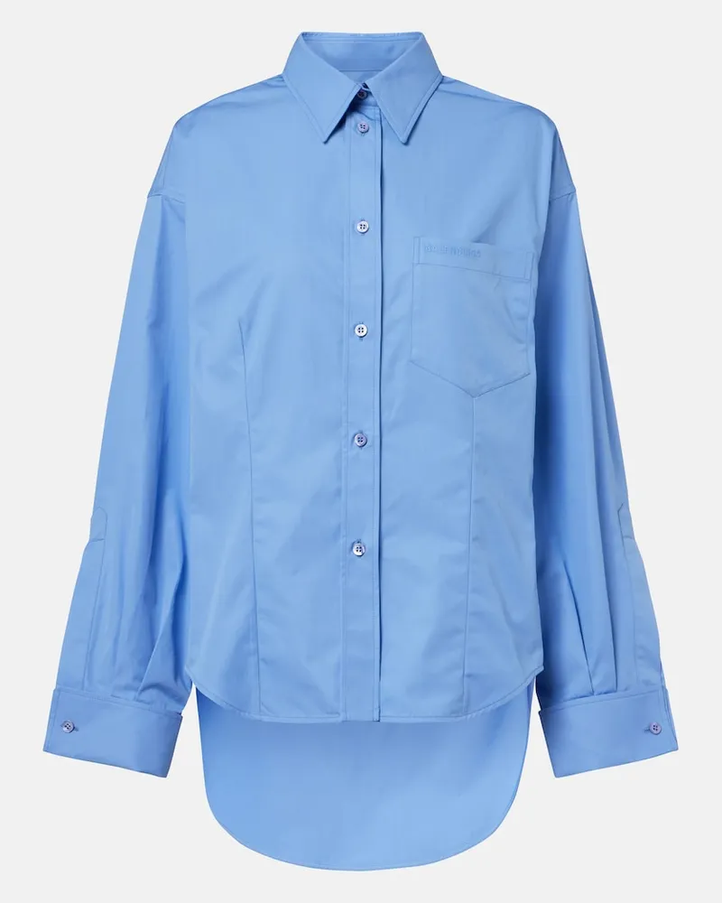 Balenciaga Camicia asimmetrica in popeline di cotone Blu