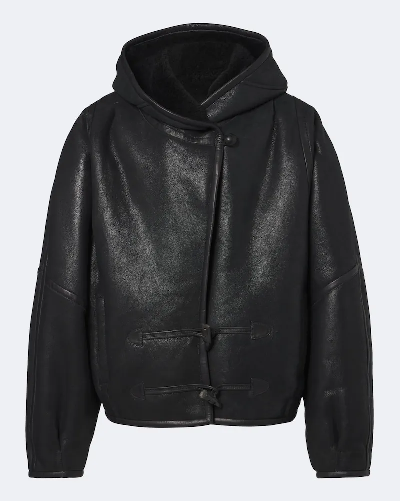 Isabel Marant Giacca Amiel in pelle con cappuccio Nero