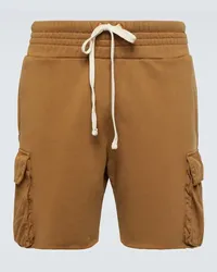 LES TIEN Shorts cargo in jersey di cotone Marrone