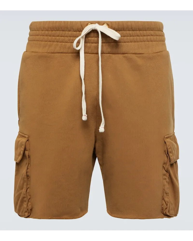 LES TIEN Shorts cargo in jersey di cotone Marrone