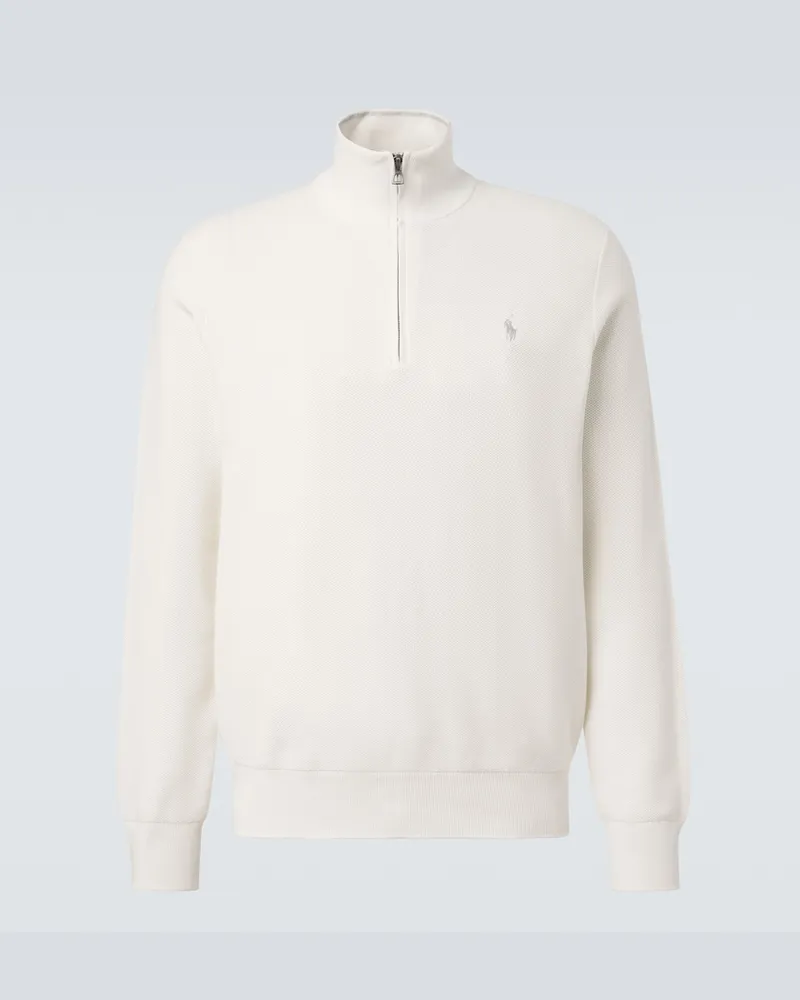 Ralph Lauren Pullover in cotone con mezza zip Bianco