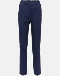 Etro Pantaloni slim a vita alta in cotone Blu