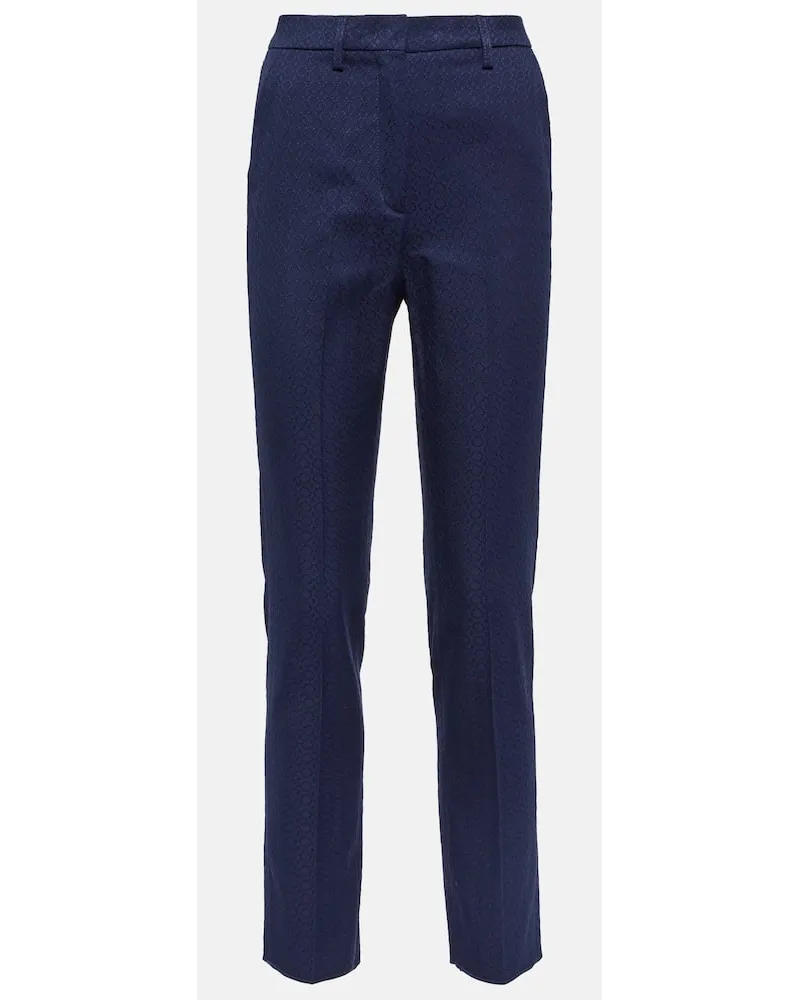 Etro Pantaloni slim a vita alta in cotone Blu