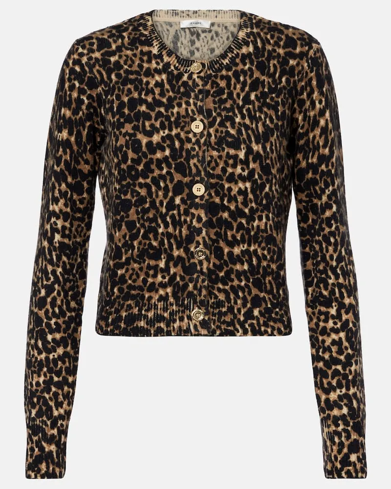 Frame Denim Cardigan in cashmere con stampa leopardata Neutro