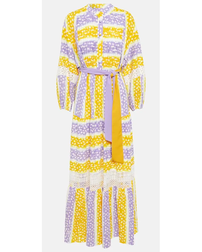 Diane von Furstenberg Abito lungo in cotone con ricamo Giallo
