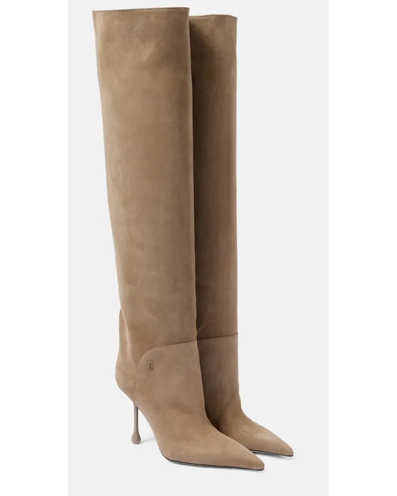 Jimmy Choo Stivali cuissardes Cycas in suede Beige