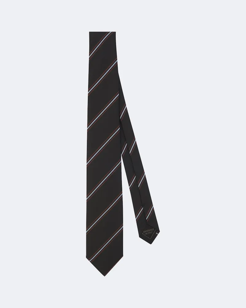 Brioni Cravatta in jacquard di seta a righe Marrone