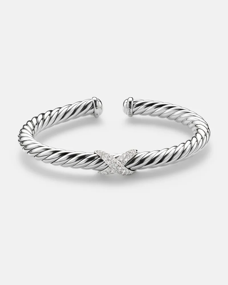 David Yurman Bracciale Cable Flex® in argento sterling 925 con diamanti Argento