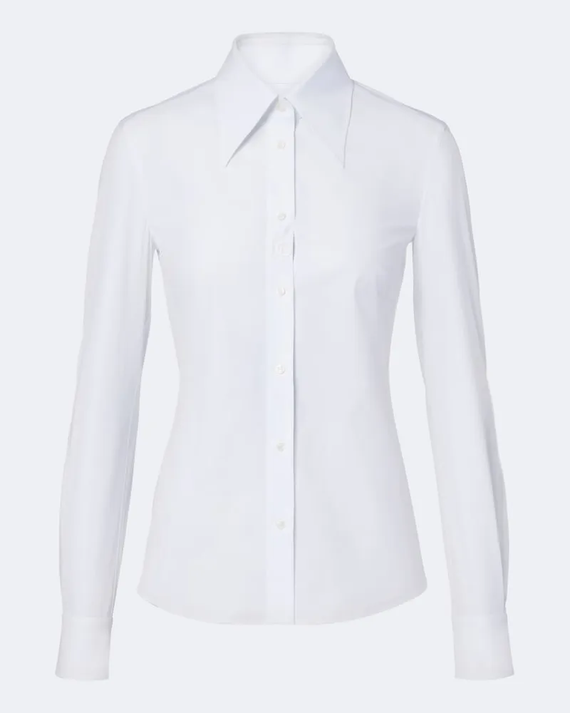 Dolce & Gabbana Camicia in popeline di misto cotone Bianco
