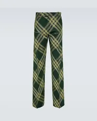 Burberry Pantaloni regular in twill di lana Verde