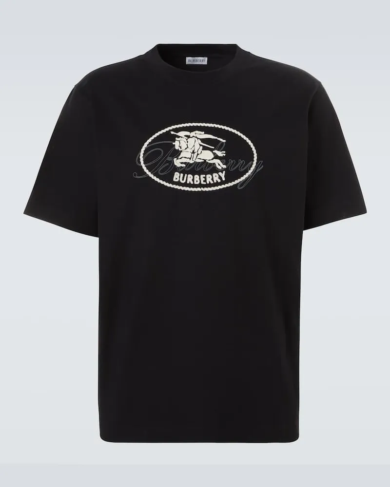 Burberry T-shirt Ryan in cotone con ricamo Nero