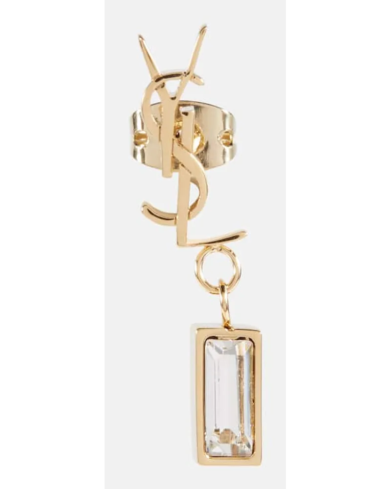 Saint Laurent Orecchino singolo YSL con strass Oro
