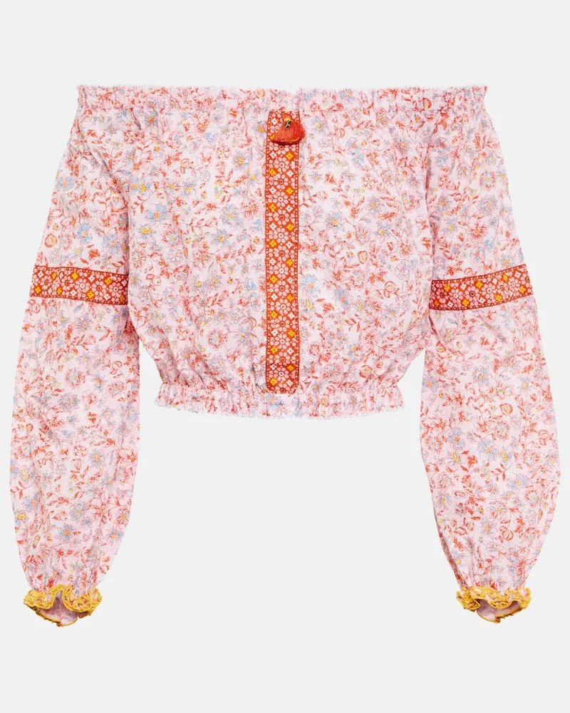 Poupette St Barth Top cropped Nana in cotone con stampa Multicolore
