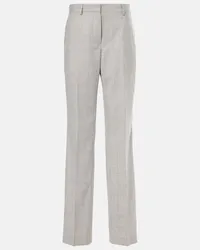 Dries van Noten Pantaloni regular in lana a quadri Grigio