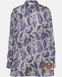 Zimmermann Camicia Devi in seta con stampa paisley Blu