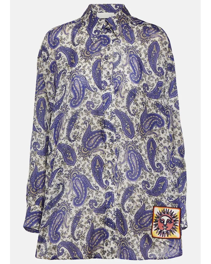 Zimmermann Camicia Devi in seta con stampa paisley Blu