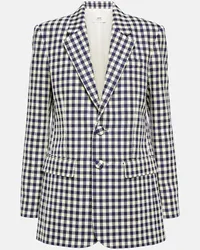 AMI Paris Blazer in lana e cotone a quadri Blu