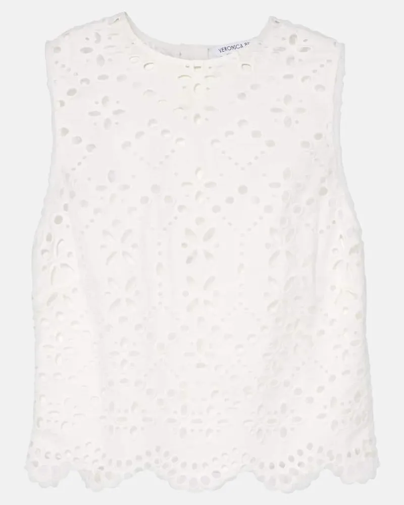 Veronica Beard Top Adelyn in cotone sangallo Bianco