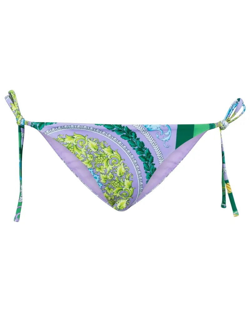 Versace Slip bikini a stampa Barocco Mosaic Viola