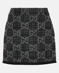 Gucci Minigonna in tweed GG di lana e cotone Grigio