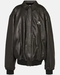 Balenciaga Bomber oversize in pelle Nero