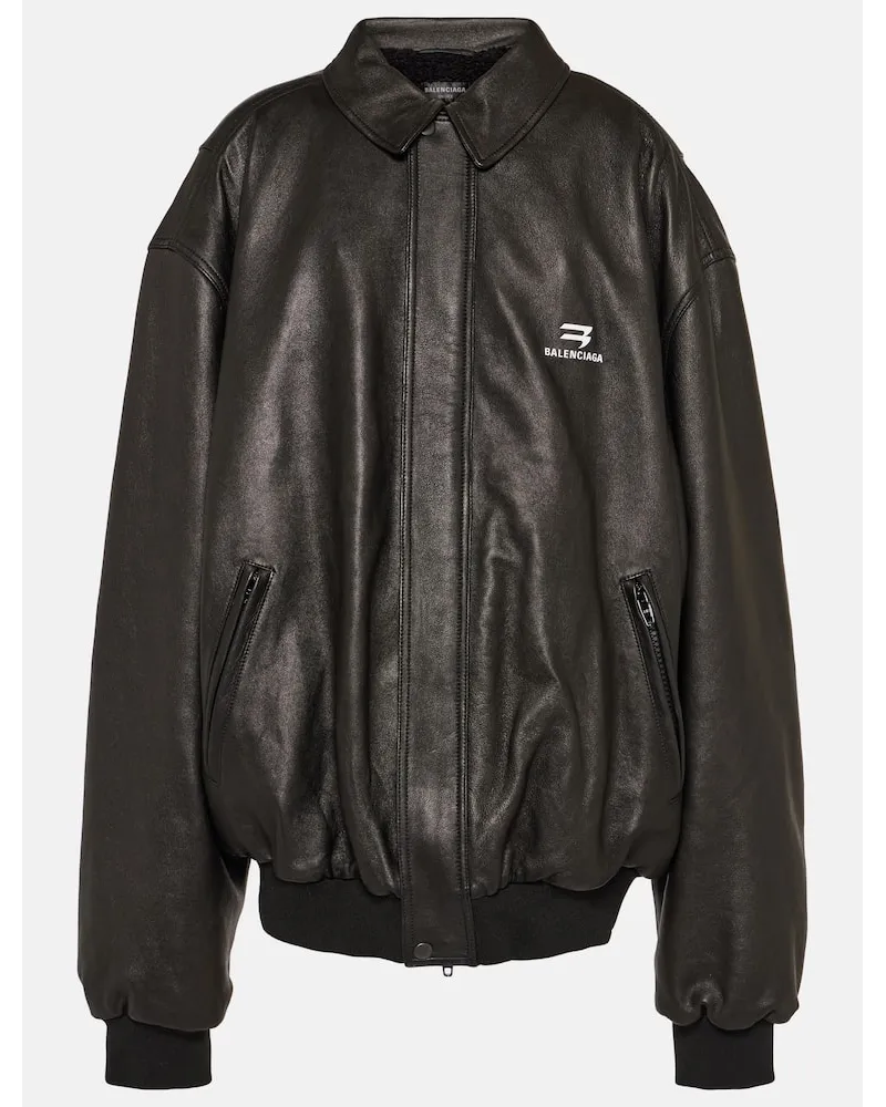 Balenciaga Bomber oversize in pelle Nero