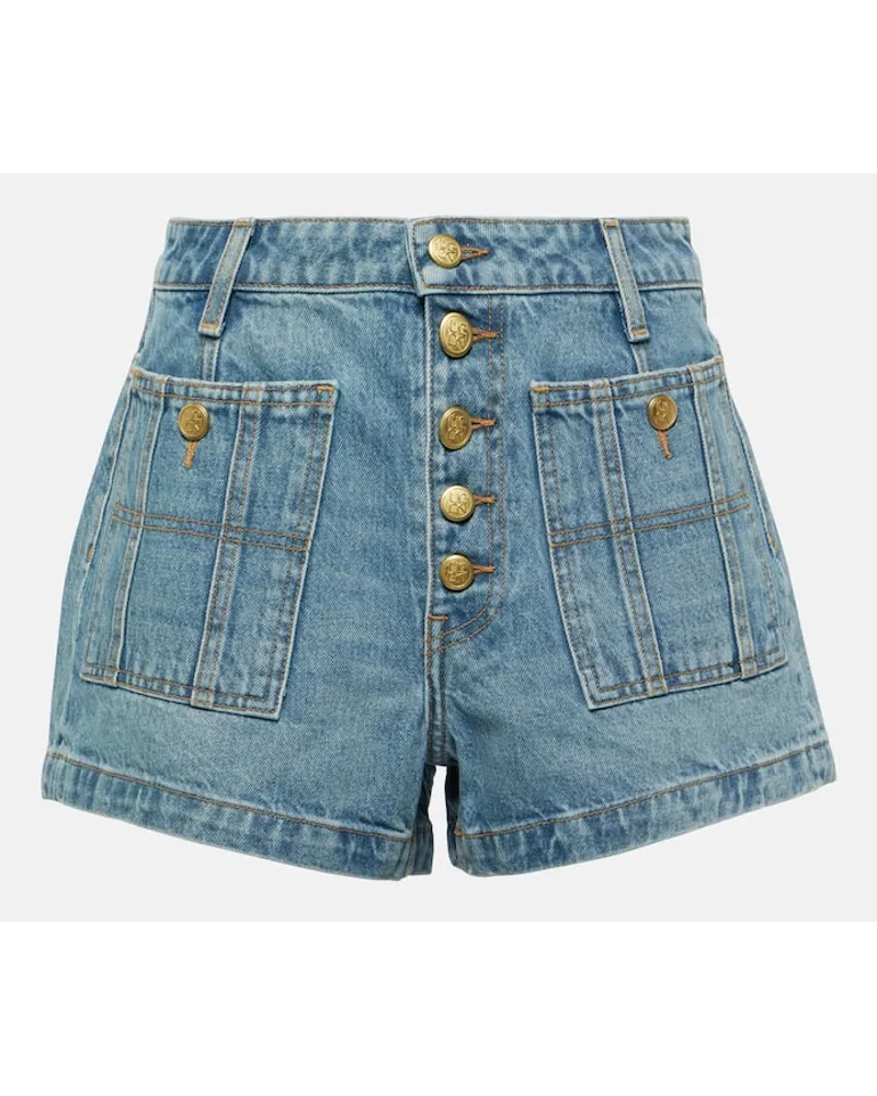 Ulla Johnson Shorts di jeans a vita alta Blu