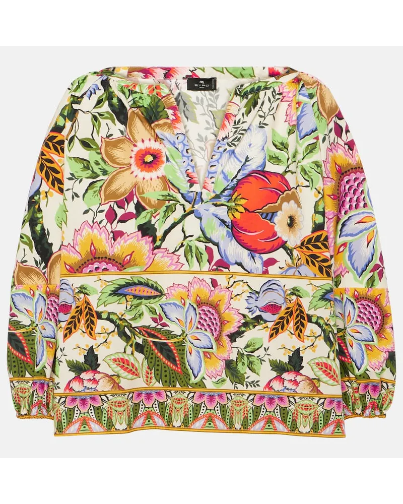 Etro Top cropped in cotone con stampa Multicolore