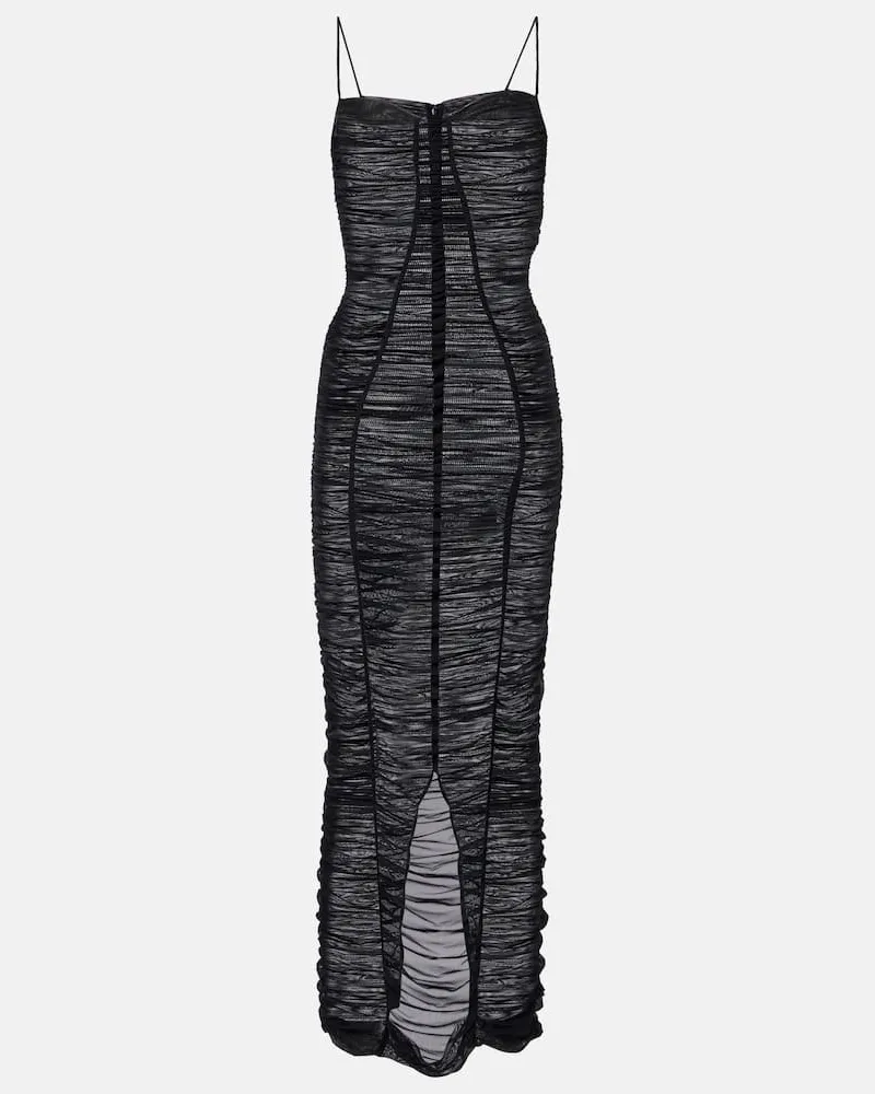 Dolce & Gabbana Abito midi in tulle drappegiato Nero