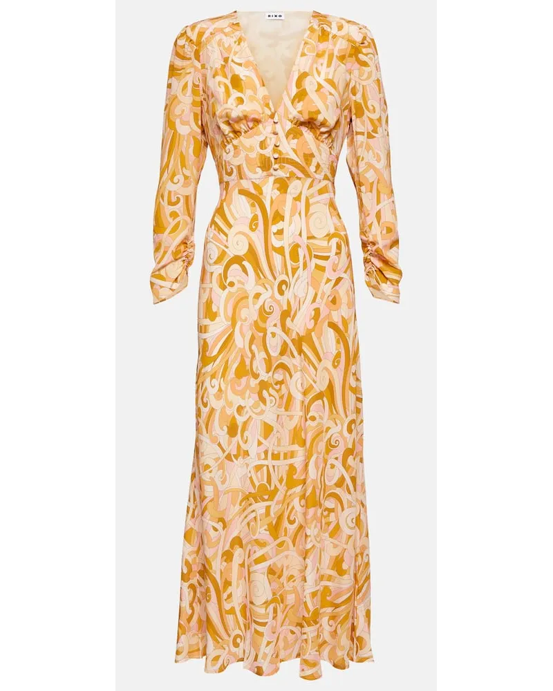 RIXO Abito midi Selma in seta crÃªpe Multicolore
