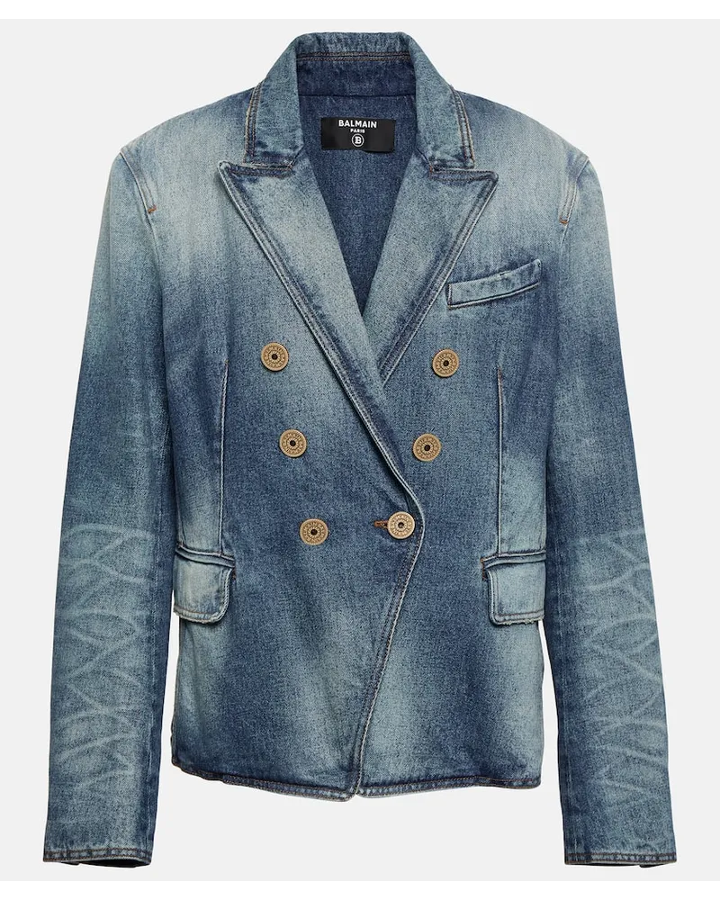 Balmain Giacca di jeans doppiopetto Blu