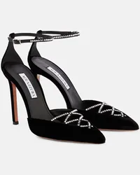 Aquazzura Pumps Audace Crystal 105 in velluto Nero