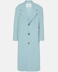 AMI Paris Cappotto monopetto in gabardine Blu