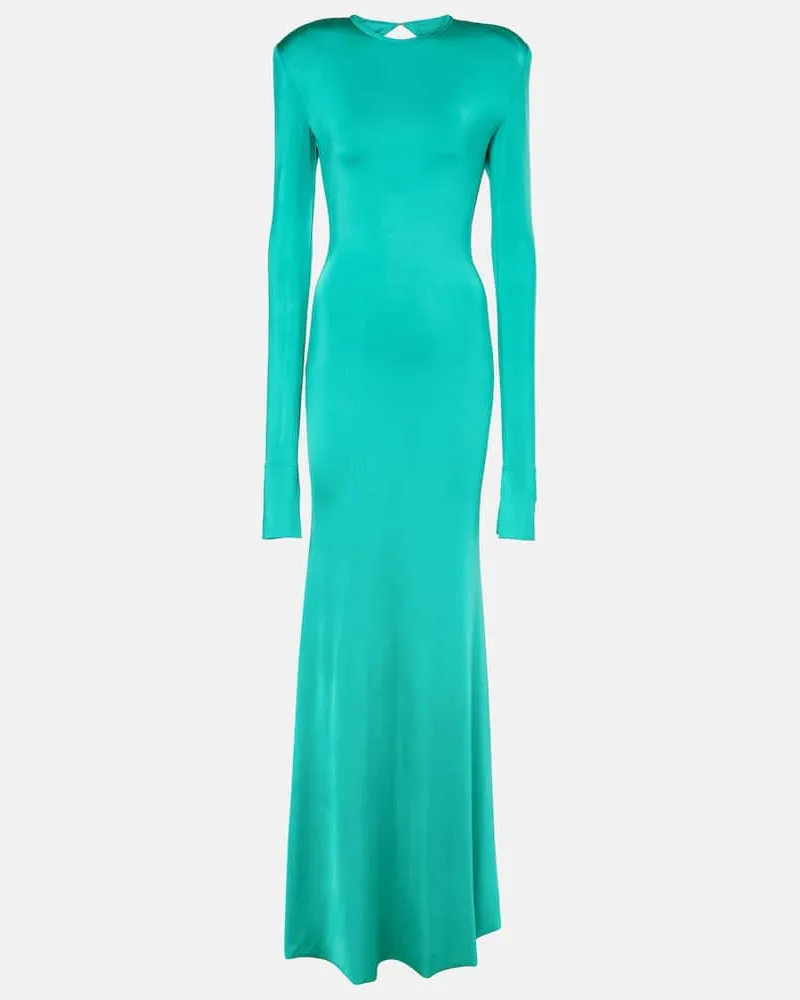 Victoria Beckham Abito lungo in jersey con cut-out Verde