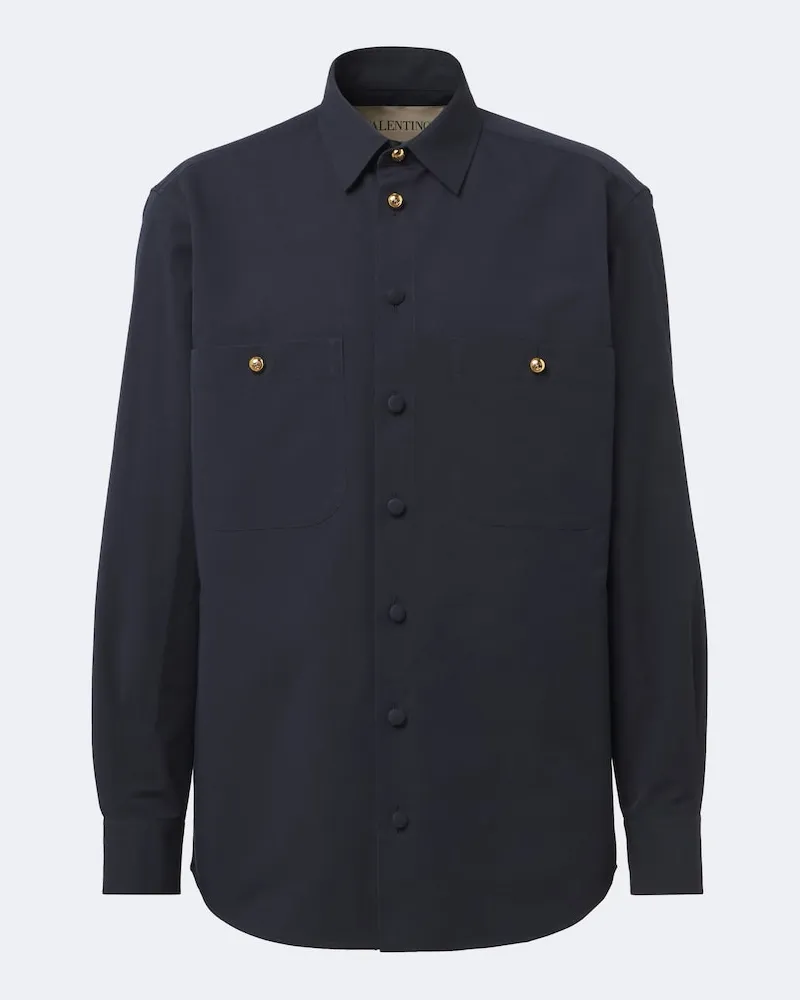 Valentino Garavani Camicia in cotone e seta Blu